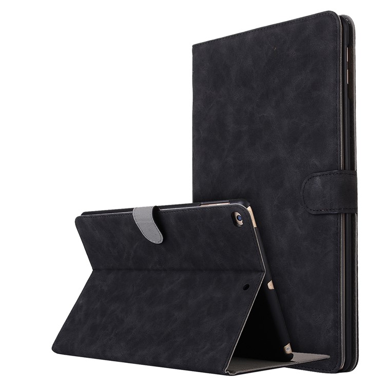 Vintage Wallet Stand Wake & Sleep Leather Tablet Smart Casing for iPad 9.7-inch (2017) - Black-1