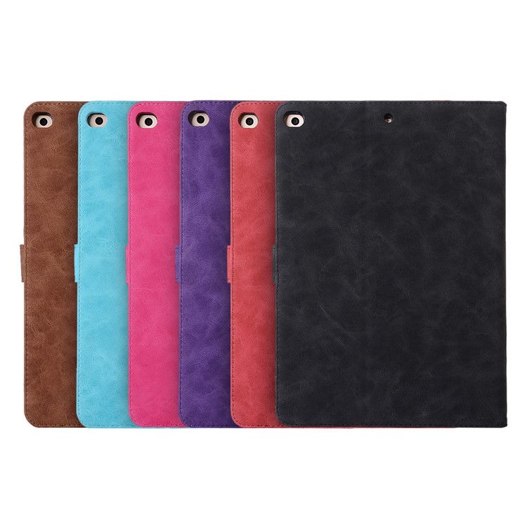 Vintage Wallet Stand Wake & Sleep Leather Tablet Smart Casing for iPad 9.7-inch (2017) - Black-6
