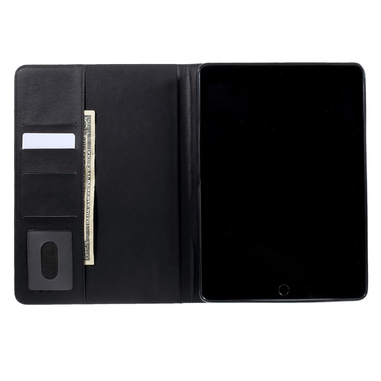 For iPad 9.7-inch (2017) Imprint 3D Pattern Smart Wallet Stand Leather Tablet Case - Blue Wolf-7