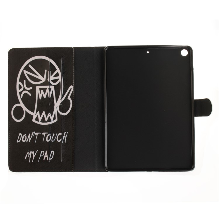 Pattern Printing Wallet Leather Smart Cover for iPad 9.7 (2018) / 9.7 (2017) - Shouting Face and Warning Words-10