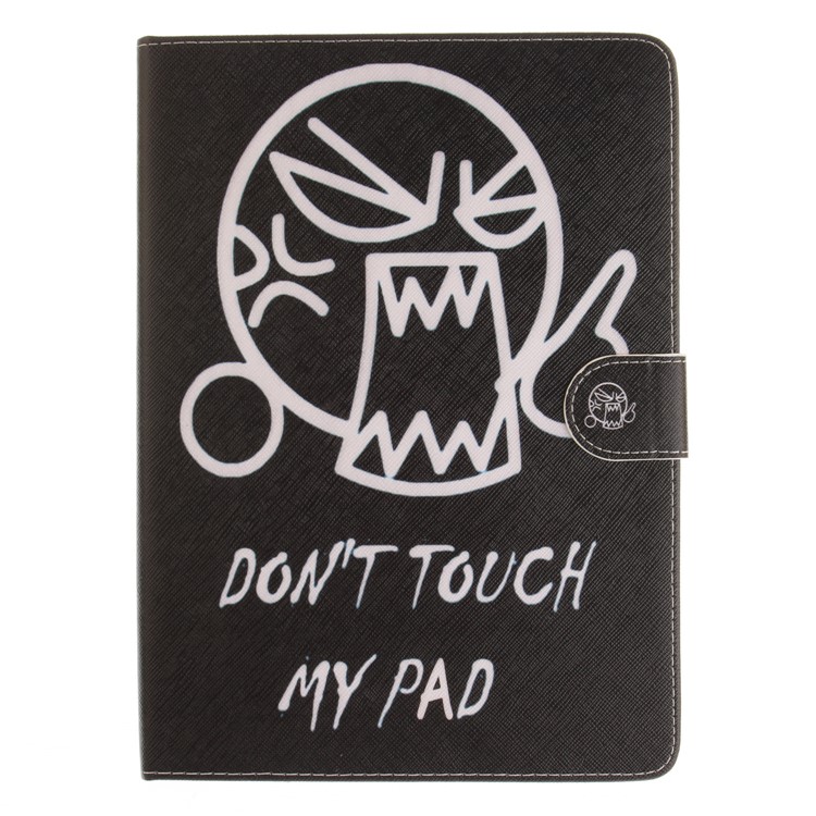 Pattern Printing Wallet Leather Smart Cover for iPad 9.7 (2018) / 9.7 (2017) - Shouting Face and Warning Words-2