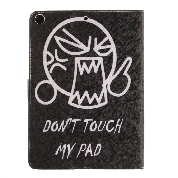 Pattern Printing Wallet Leather Smart Cover for iPad 9.7 (2018) / 9.7 (2017) - Shouting Face and Warning Words-3