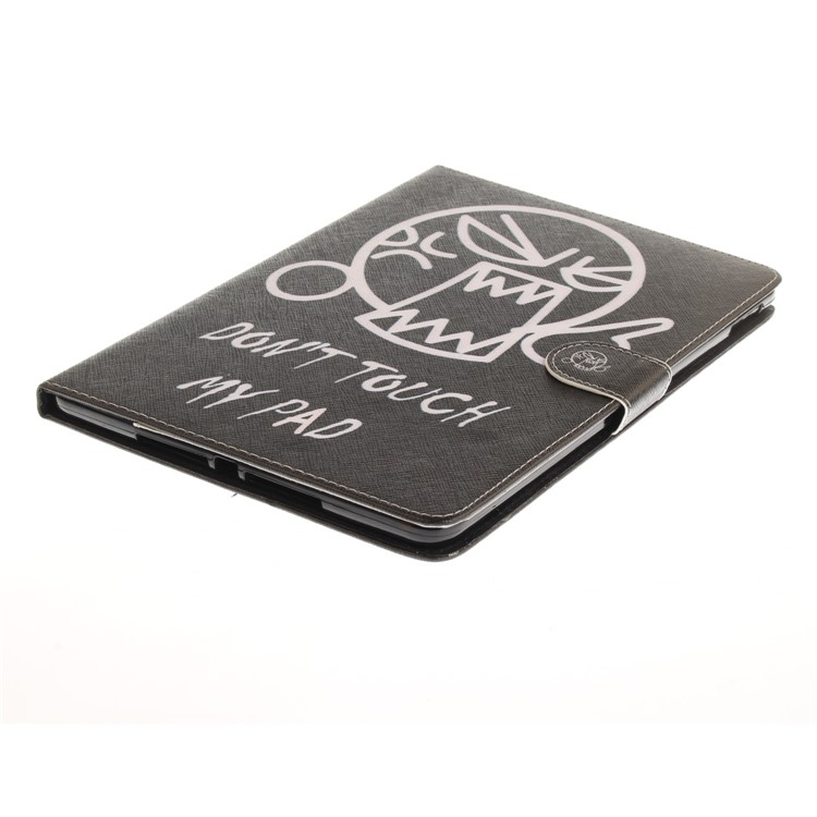 Pattern Printing Wallet Leather Smart Cover for iPad 9.7 (2018) / 9.7 (2017) - Shouting Face and Warning Words-4