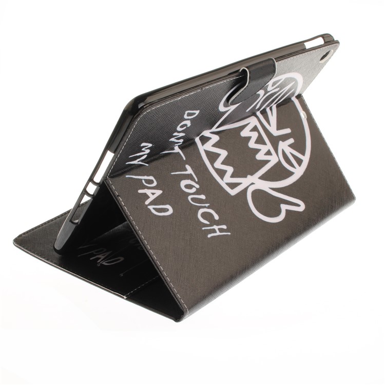Pattern Printing Wallet Leather Smart Cover for iPad 9.7 (2018) / 9.7 (2017) - Shouting Face and Warning Words-7
