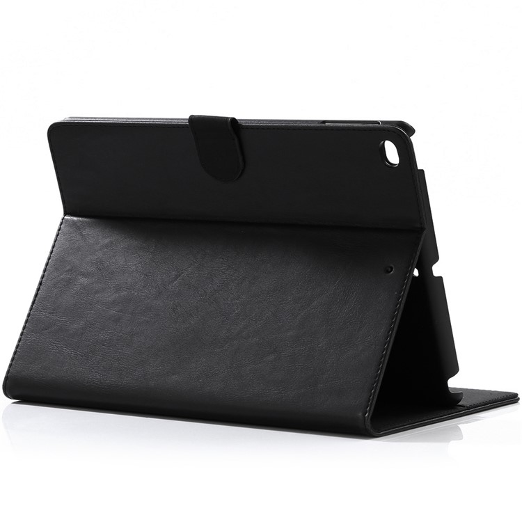 Para IPad 9.7 (2018) / (2017) Retro Crazy Cavalo Textura De Couro Tablet Case Proteção De Canto Folio Estojo - Preto-5