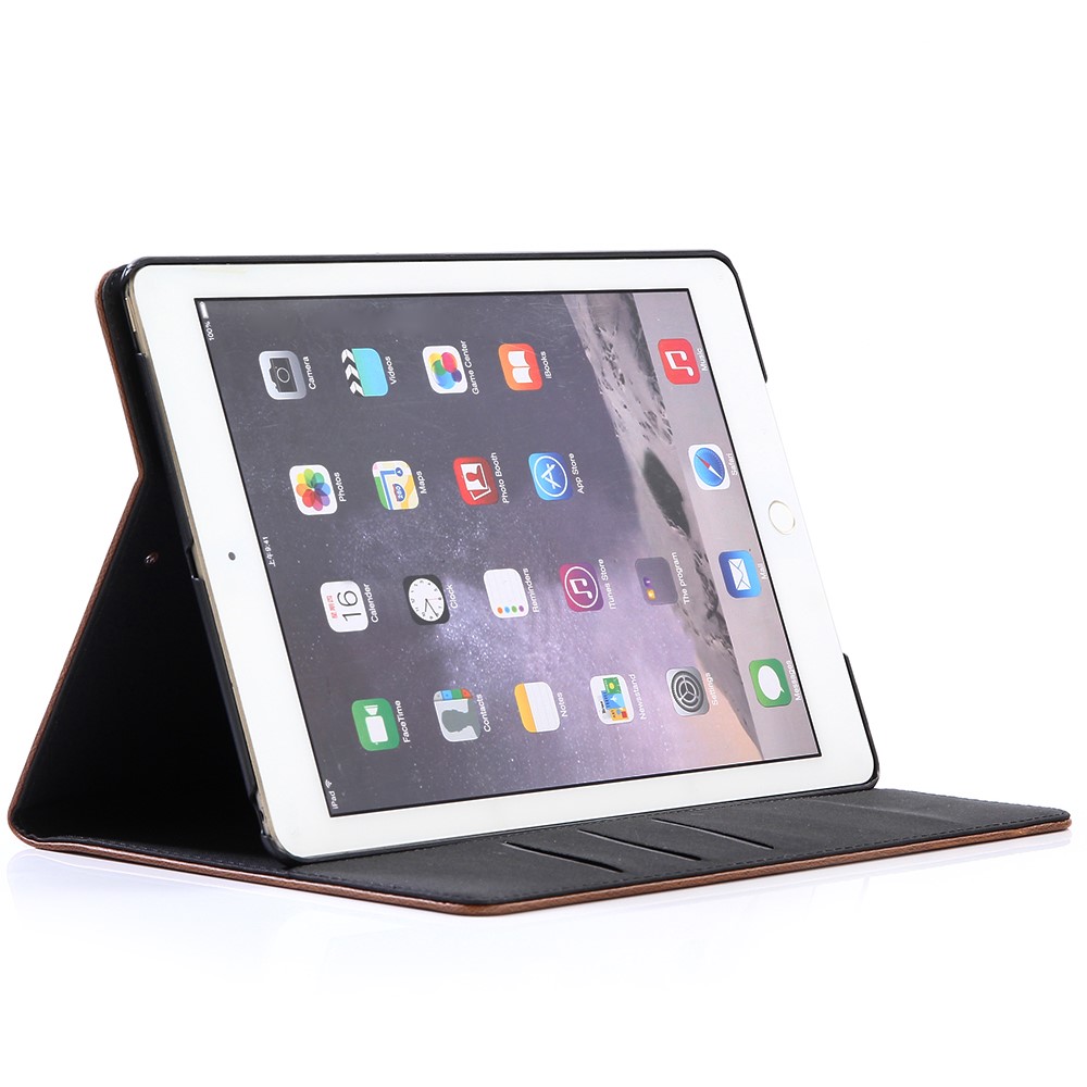 For iPad 9.7 (2018) / 9.7 (2017) Retro Crazy Horse Leather Phone Case with Stand - Beige-6