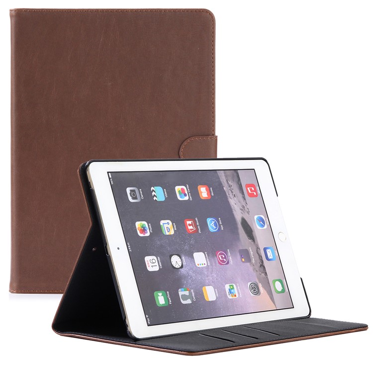 Retro Crazy Horse Leather Stand Phone Casing for iPad 9.7 (2018) / 9.7 (2017) - Coffee-1