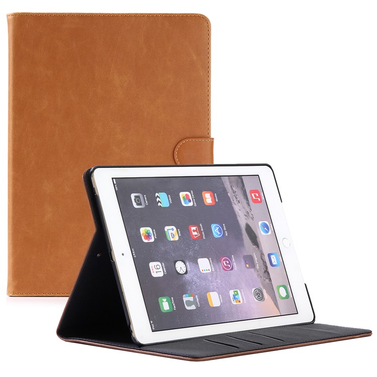 Для Ipad 9,7-дюймовый (2017) Ретро Сумасшедший Кожаный Кожаный Чехол Для Телефона С Подставкой - Коричневый-1