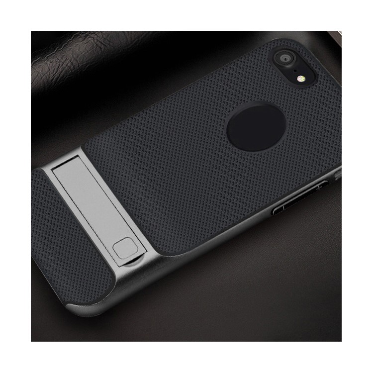 ELEGANCE Griglia modello TPU + PC Kickstand Combo Shell per iPhone 8 / iPhone 7 4.7 pollici - Argento-2