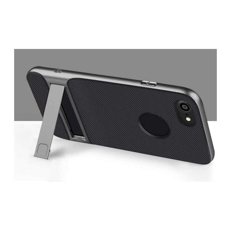 ELEGANCE Griglia modello TPU + PC Kickstand Combo Shell per iPhone 8 / iPhone 7 4.7 pollici - Argento-3