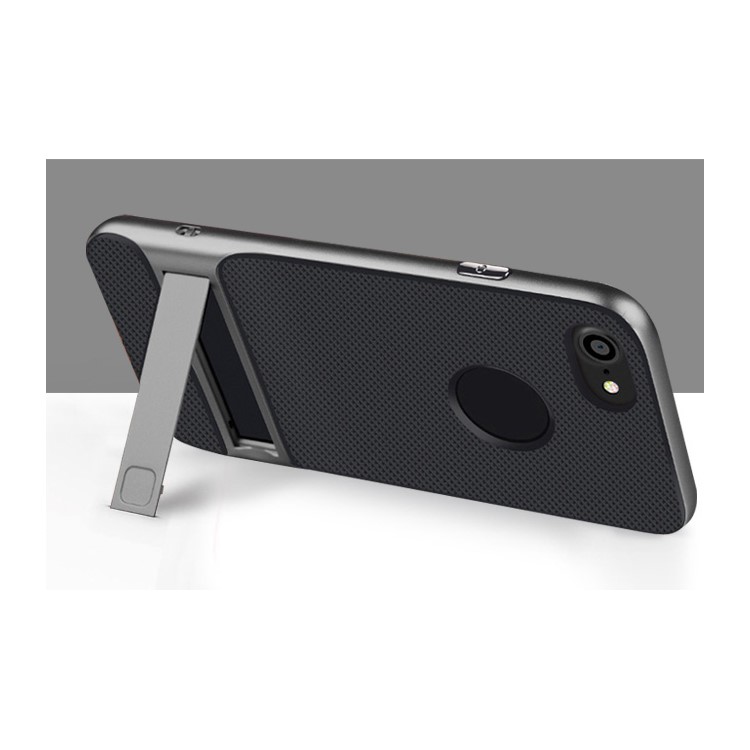 Patrón de Cuadrícula de Elegancia TPU + PC Kickstand Combo Shell Para Iphone SE (2020)/SE (2022)/8/7 4.7 Pulgadas - Plata-3