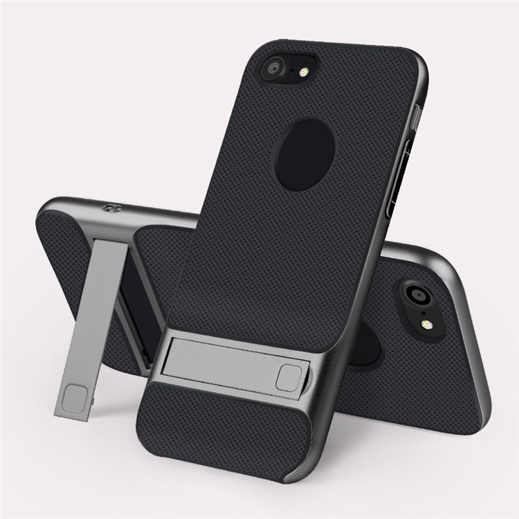 ELEGANCE Griglia modello TPU + PC Kickstand Accessorio per telefono cellulare per iPhone 8 / iPhone 7 4.7 pollici - Grigio-1