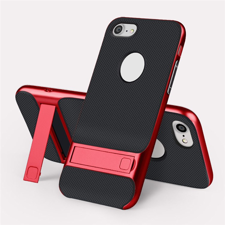 ELEGANCE Griglia modello TPU + PC Kickstand copertura telefono ibrido per iPhone 8 / iPhone 7 4.7 pollici - Rosso-1