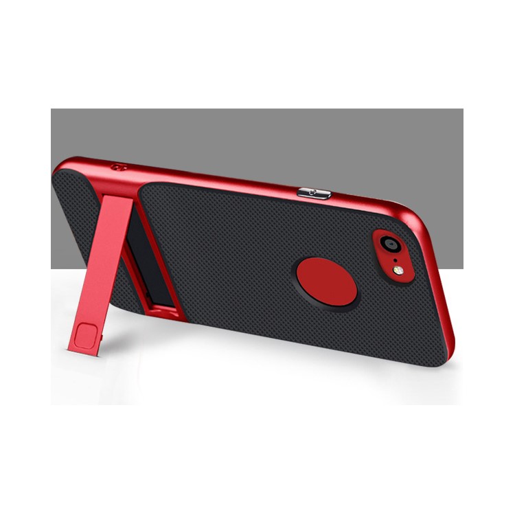 ELEGANCE Griglia modello TPU + PC Kickstand copertura telefono ibrido per iPhone 8 / iPhone 7 4.7 pollici - Rosso-3
