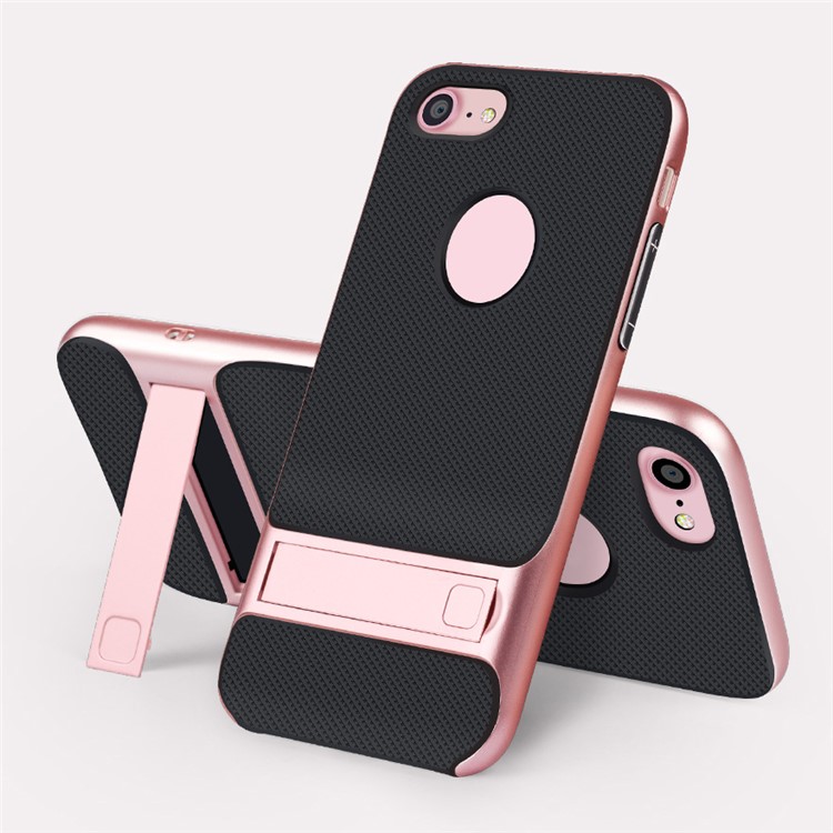 ELEGANCE Griglia modello TPU + PC Kickstand Coperchio combinato per iPhone 8 / iPhone 7 4.7 pollici - alzarsi aureo-1