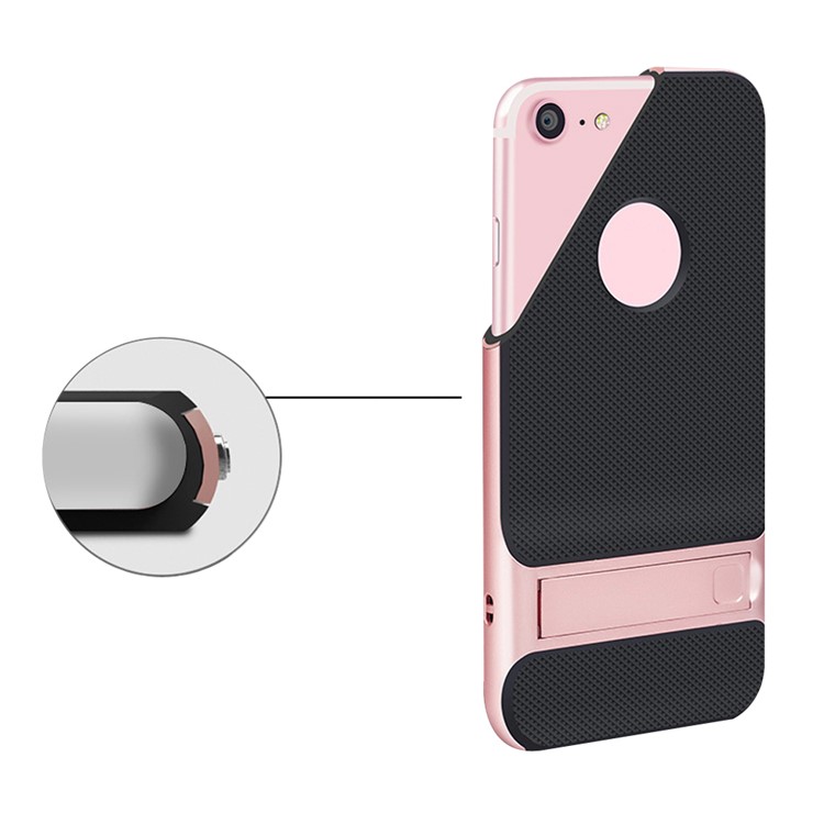 ELEGANCE Griglia modello TPU + PC Kickstand Coperchio combinato per iPhone 8 / iPhone 7 4.7 pollici - alzarsi aureo-3