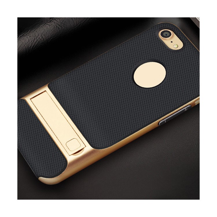 ELEGANCE Grid Pattern TPU + PC Combo Mobile Phone Shell avec Kickstand pour iPhone 8 / iPhone 7 4.7 inch - Or-2