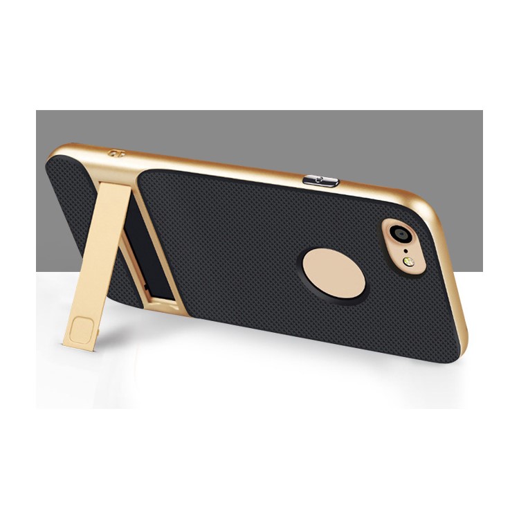 ELEGANCE Grid Pattern TPU + PC Combo Mobile Phone Shell avec Kickstand pour iPhone 8 / iPhone 7 4.7 inch - Or-3
