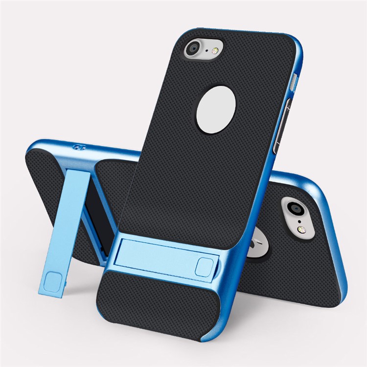 ELEGANCE Сетчатый Шаблон TPU + PC Hrbrid Phone Case С Подставкой Для Iphone 8 / iphone 7 4.7 inch - Голубые-1