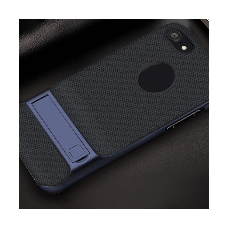 ELEGANCE Grid Pattern TPU + Boîtier de téléphone PC avec Kickstand pour iPhone 8 / iPhone 7 4.7 inch - bleu foncé, bleu marine-2