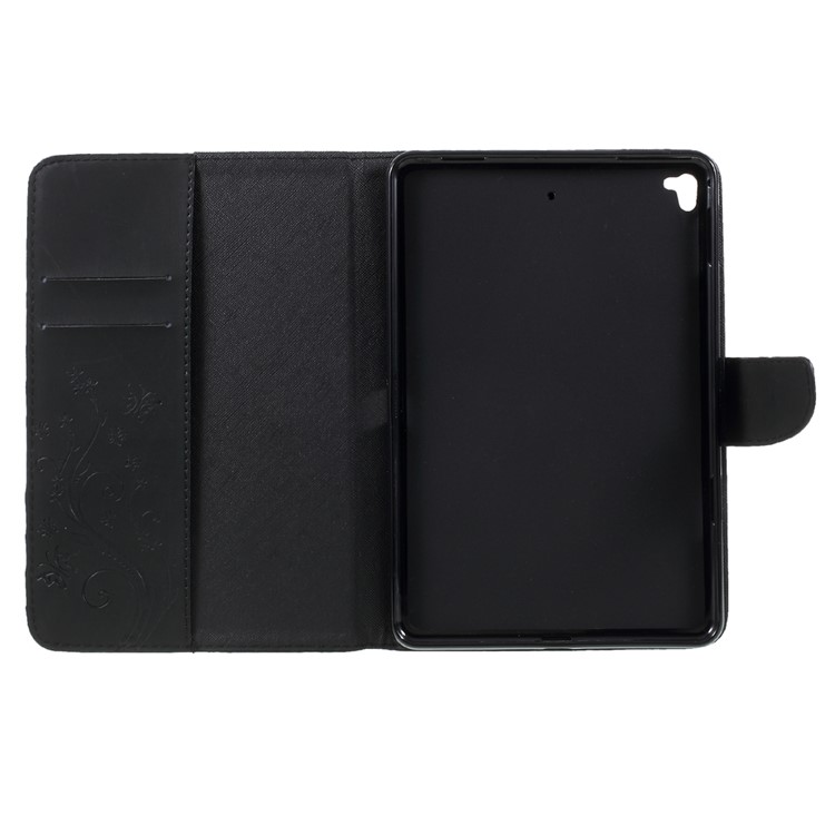 Imprinted Butterfly Flowers Wallet Leather Stand Tablet Case for iPad mini 5 - Black-11