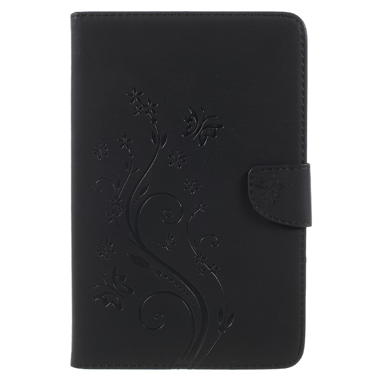 Imprinted Butterfly Flowers Wallet Leather Stand Tablet Case for iPad mini 5 - Black-2