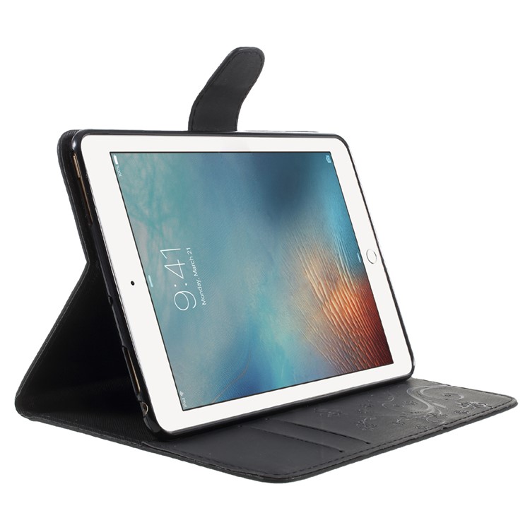 Imprinted Butterfly Flowers Wallet Leather Stand Tablet Case for iPad mini 5 - Black-5