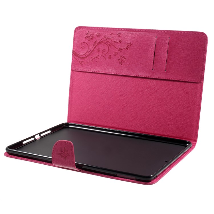 For iPad 9.7 inch (2017) Imprinted Butterfly Flowers Wallet Leather Tablet Shell Cover with Stand - Rose-7