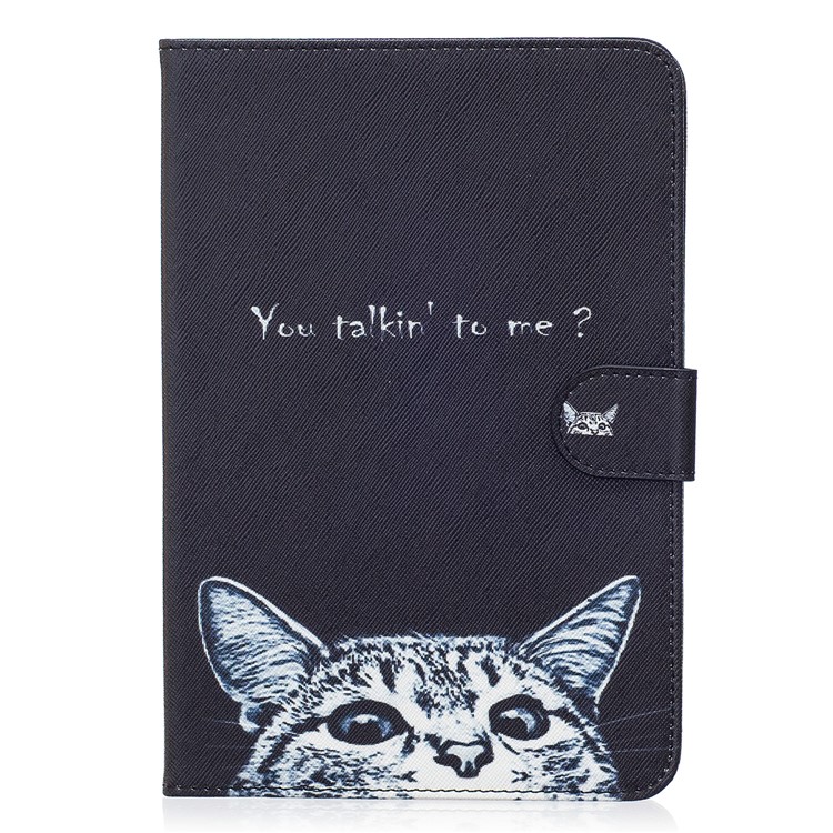 Pattern Printing Wallet Leather Stand Tablet Case for iPad mini 5 - Cat and Caption Word-1