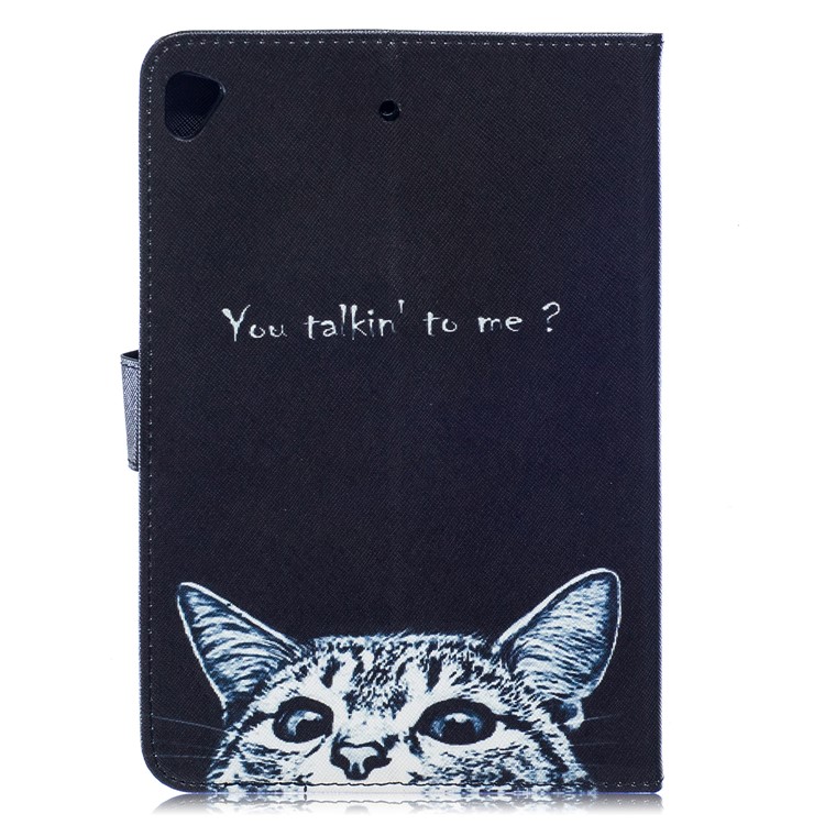 Pattern Printing Wallet Leather Stand Tablet Case for iPad mini 5 - Cat and Caption Word-2