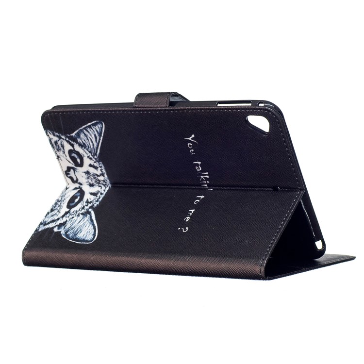 Pattern Printing Wallet Leather Stand Tablet Case for iPad mini 5 - Cat and Caption Word-3