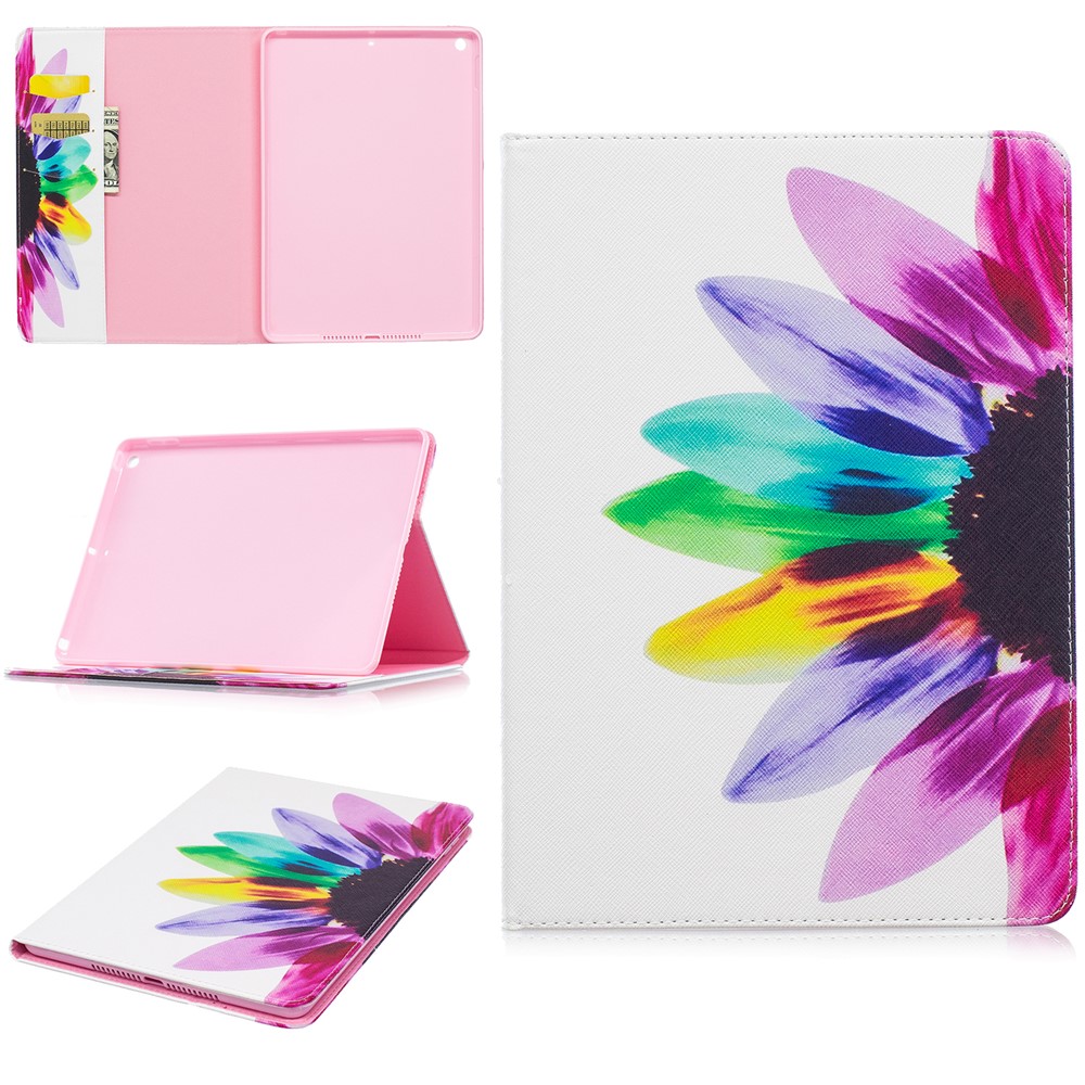 Musterdruck Brieftasche Lederständer Tablet Gehäuse Für IPad 9.7 (2018) / 9.7 (2017) - Bunte Blütenblätter-1
