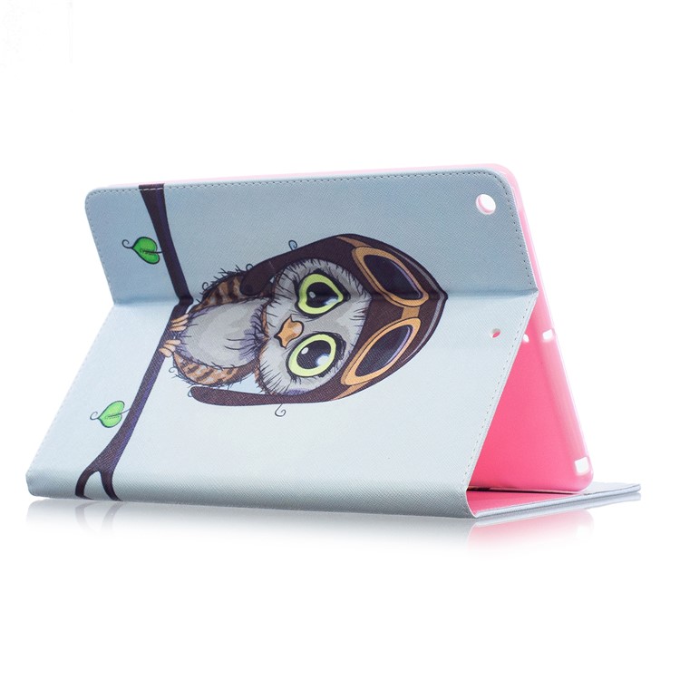 Pattern Printing Leather Wallet Flip Case for iPad 9.7 (2018) / 9.7 (2017) - Adorable Owl-4