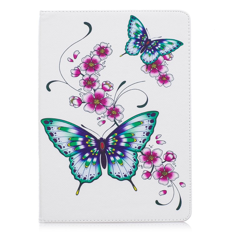 For iPad 9.7 (2018) / 9.7 (2017) Pattern Printing Wallet Leather Stand Case - Butterflies and Flower-2