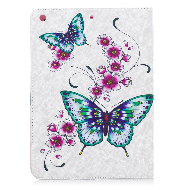 For iPad 9.7 (2018) / 9.7 (2017) Pattern Printing Wallet Leather Stand Case - Butterflies and Flower-3