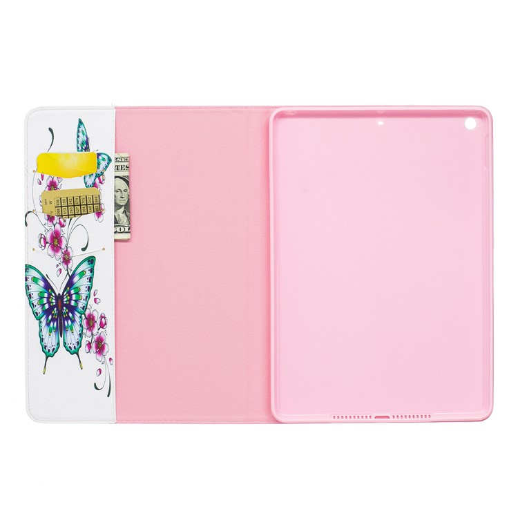 For iPad 9.7 (2018) / 9.7 (2017) Pattern Printing Wallet Leather Stand Case - Butterflies and Flower-8