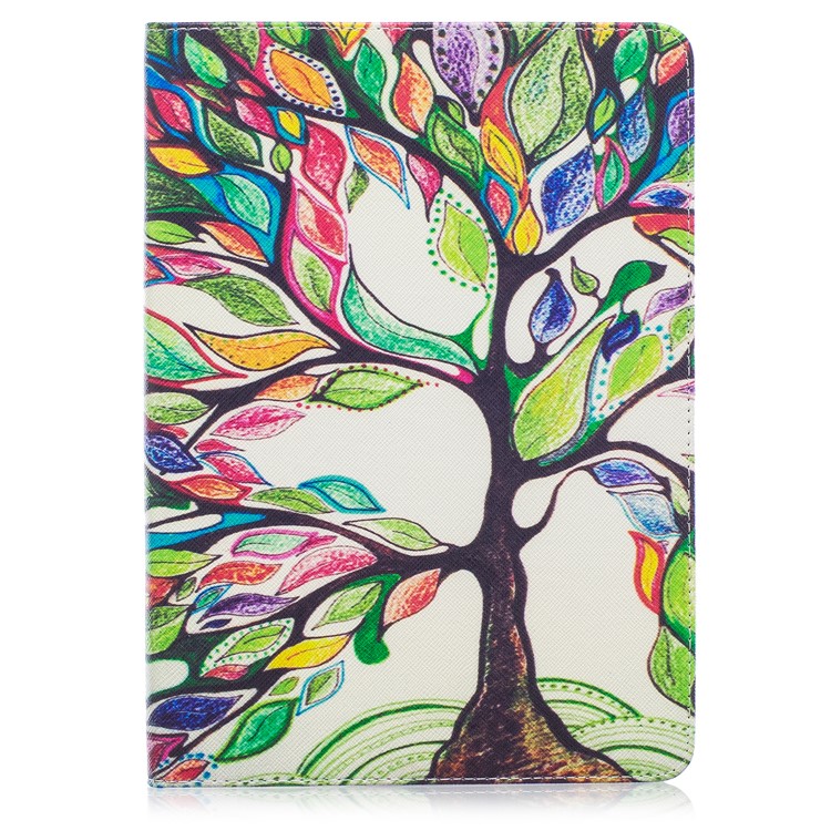 For iPad 9.7 (2018) / 9.7 (2017) Pattern Printing Leather Wallet Flip Shell - Colorized Tree-2