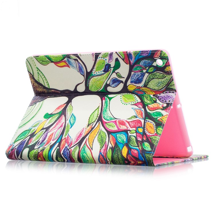 For iPad 9.7 (2018) / 9.7 (2017) Pattern Printing Leather Wallet Flip Shell - Colorized Tree-4