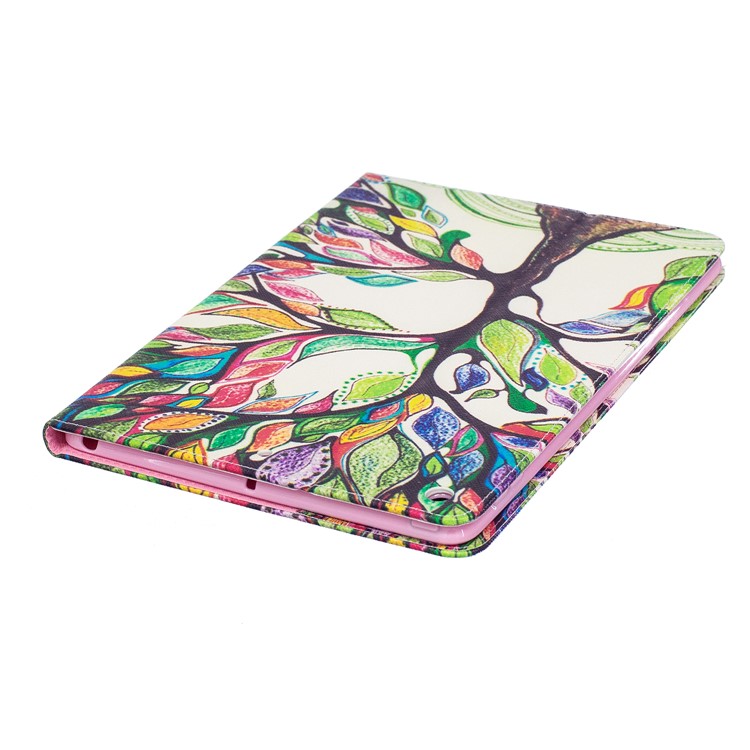 For iPad 9.7 (2018) / 9.7 (2017) Pattern Printing Leather Wallet Flip Shell - Colorized Tree-7