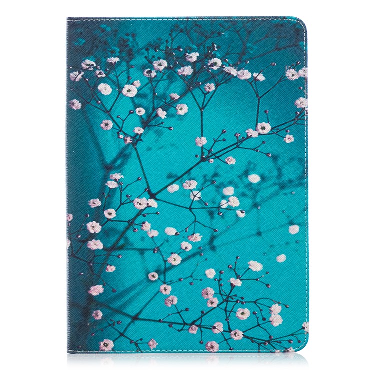 Pattern Printing Leather Wallet Protective Case for iPad 9.7 (2018) / 9.7 (2017) - Tree with Flowers-2
