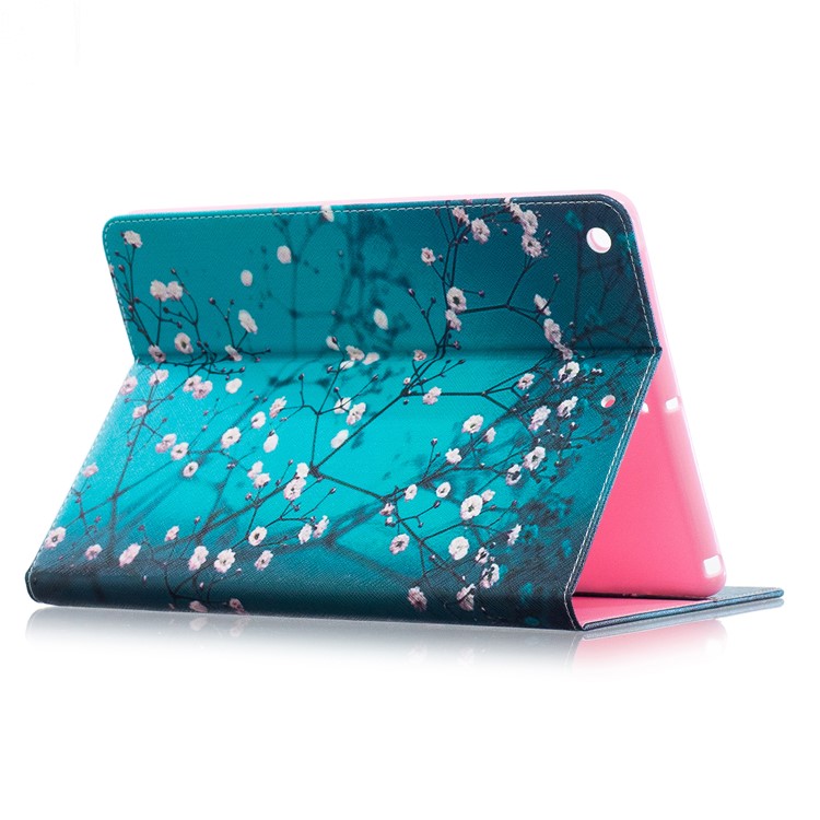 Pattern Printing Leather Wallet Protective Case for iPad 9.7 (2018) / 9.7 (2017) - Tree with Flowers-4