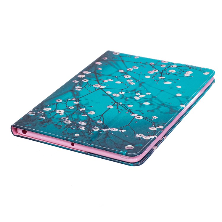 Pattern Printing Leather Wallet Protective Case for iPad 9.7 (2018) / 9.7 (2017) - Tree with Flowers-7