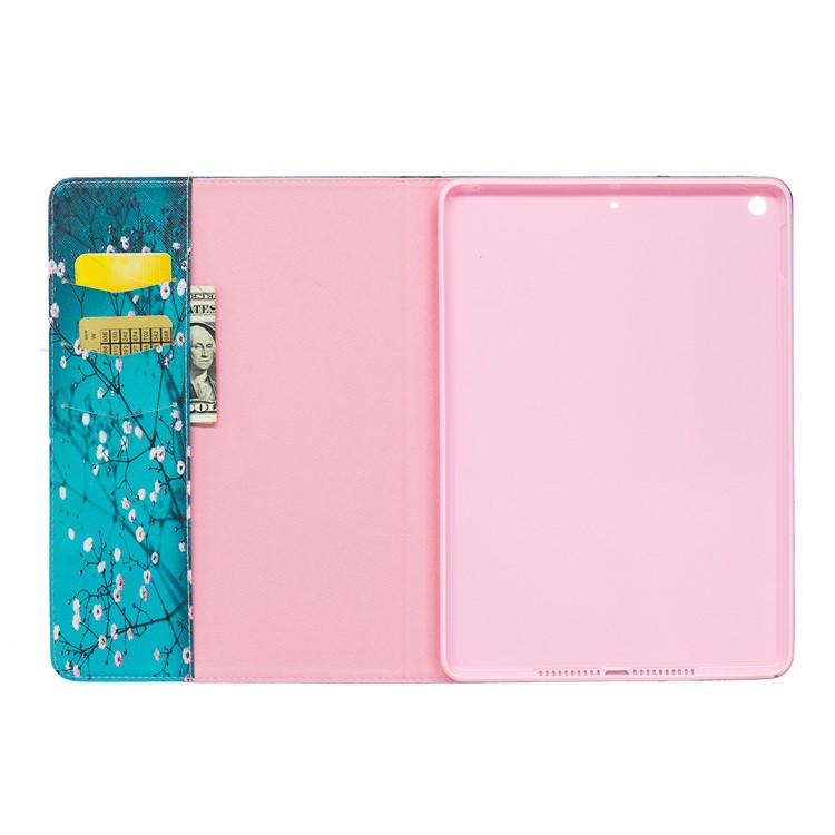 Pattern Printing Leather Wallet Protective Case for iPad 9.7 (2018) / 9.7 (2017) - Tree with Flowers-8