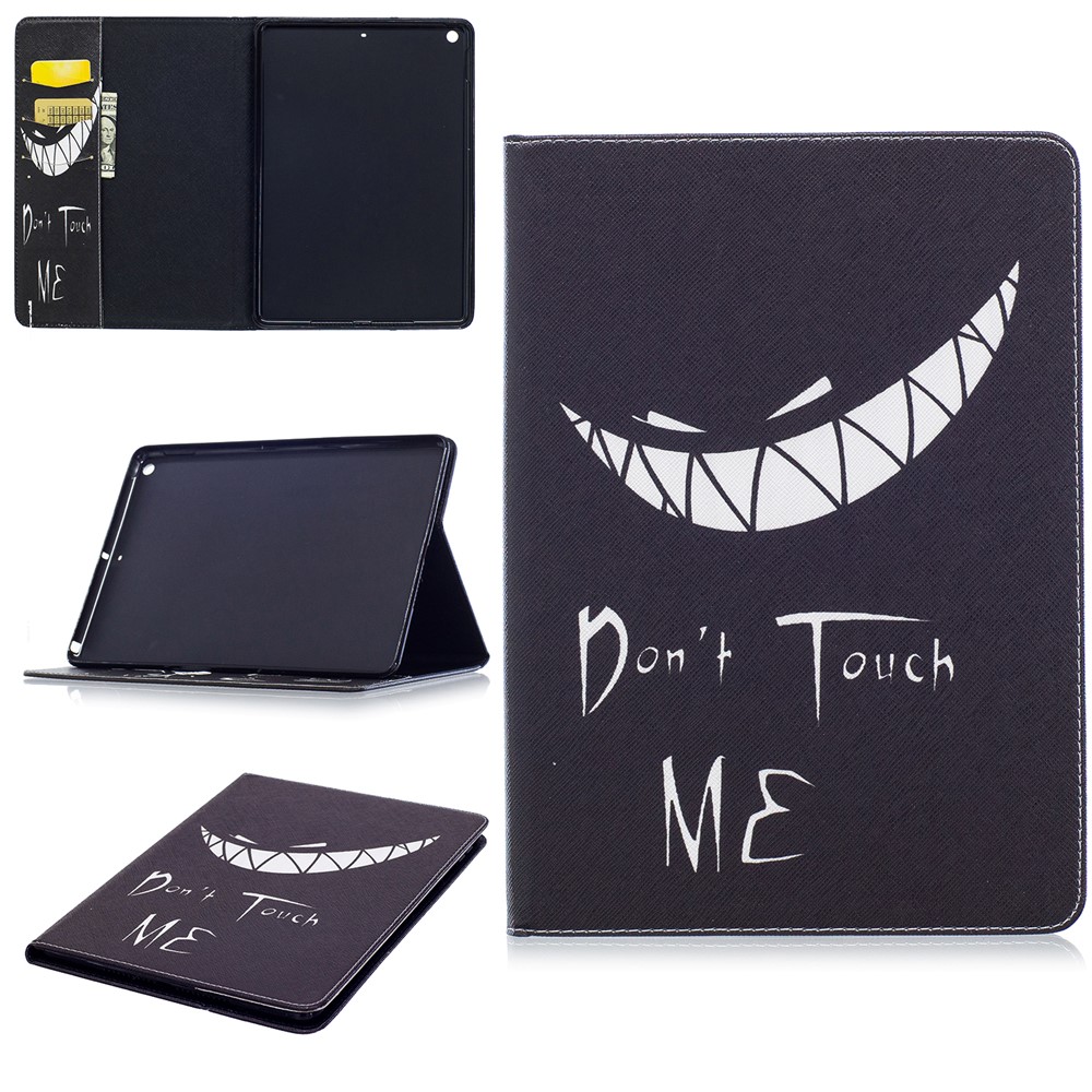 For iPad 9.7 (2018) / 9.7 (2017) Pattern Printing Leather Wallet Protective Shell - Do Not Touch Me-1