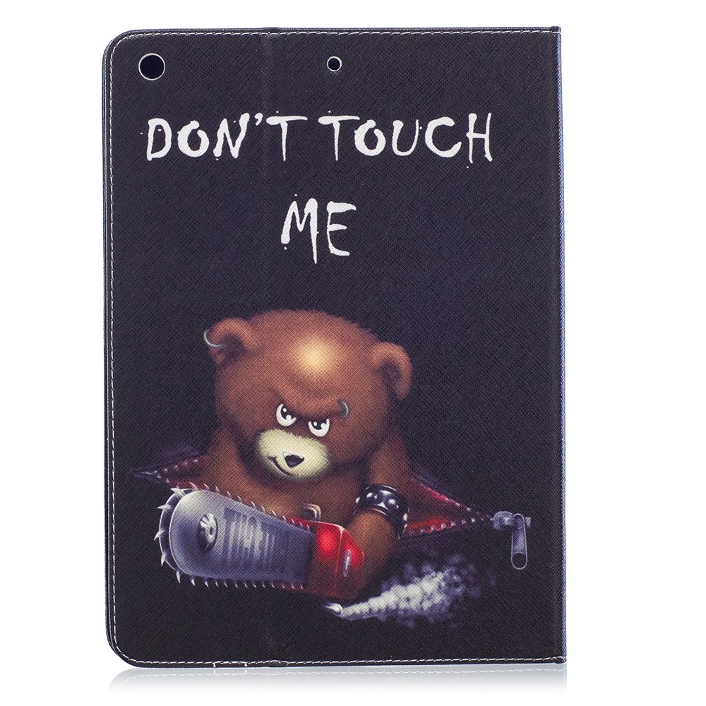 Impression Casquette Portefeuille En Cuir Avec Support Pour IPad 9.7 (2018) / 9.7 (2017) - Ours Brun Et Mots D'avertissement-3