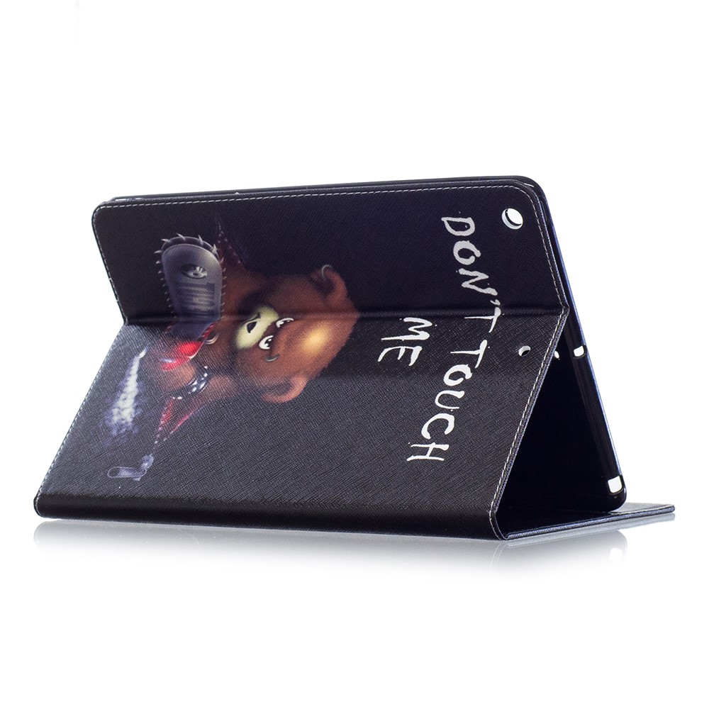 Impression Casquette Portefeuille En Cuir Avec Support Pour IPad 9.7 (2018) / 9.7 (2017) - Ours Brun Et Mots D'avertissement-4