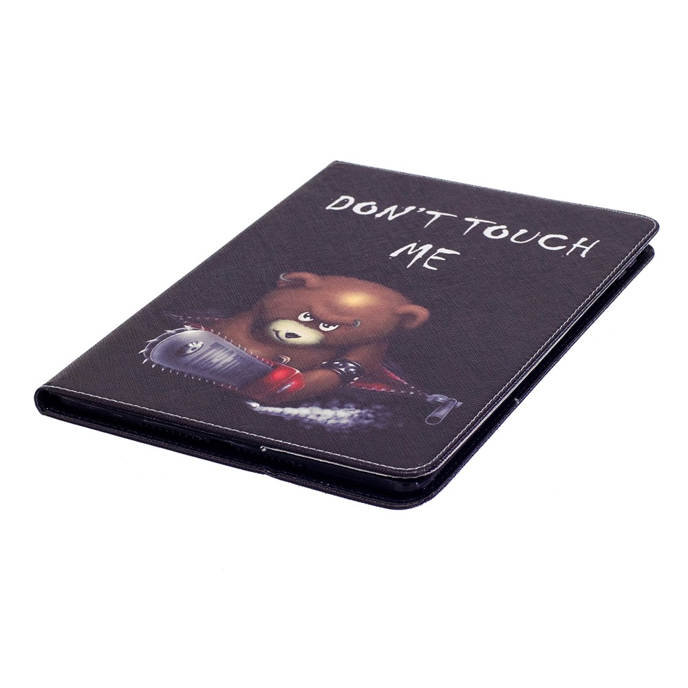 Impression Casquette Portefeuille En Cuir Avec Support Pour IPad 9.7 (2018) / 9.7 (2017) - Ours Brun Et Mots D'avertissement-6