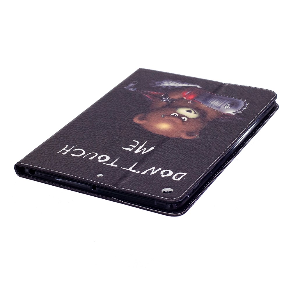 Impression Casquette Portefeuille En Cuir Avec Support Pour IPad 9.7 (2018) / 9.7 (2017) - Ours Brun Et Mots D'avertissement-7