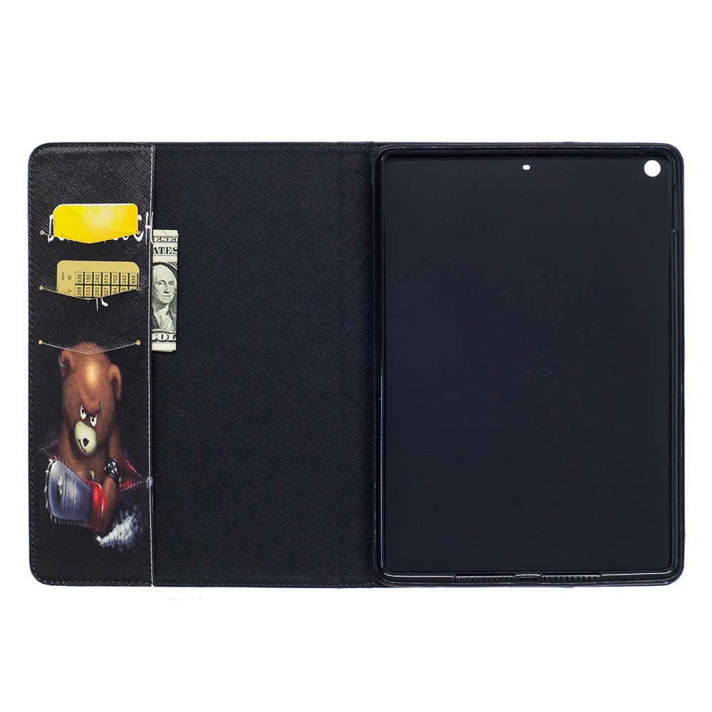 Impression Casquette Portefeuille En Cuir Avec Support Pour IPad 9.7 (2018) / 9.7 (2017) - Ours Brun Et Mots D'avertissement-8
