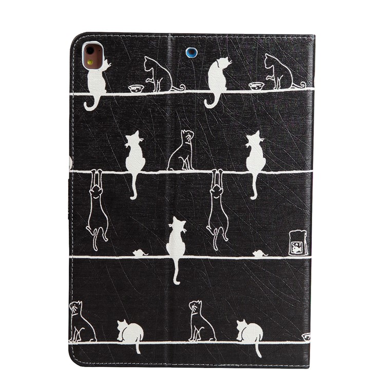 Pattern Printing Wallet Leather Stand Case for iPad 9.7-inch (2017) - Cats Engaging in Different Activities-2